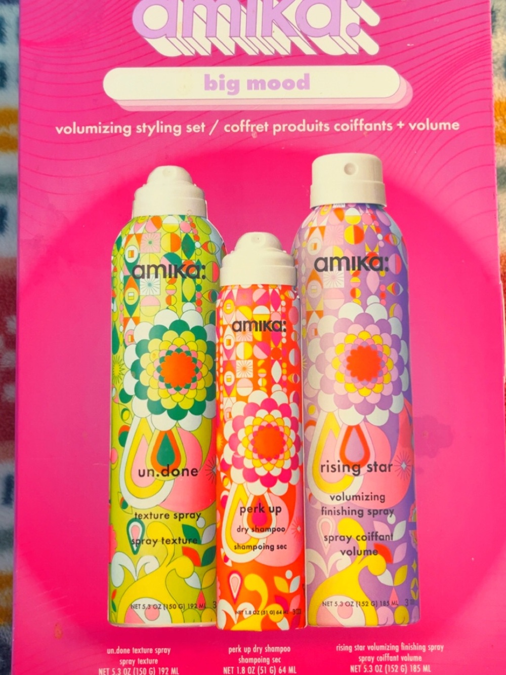 amika Big Mood Volumizing Styling Set — Pink, Multicolor Cans